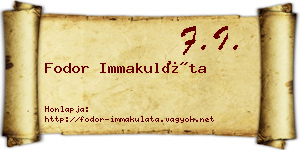 Fodor Immakuláta névjegykártya